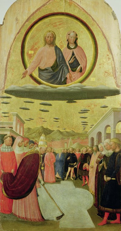 Papa Liberio (r.352-66) fonda la Basilica di Santa Maria della Neve da Tommaso Masolino da Panicale
